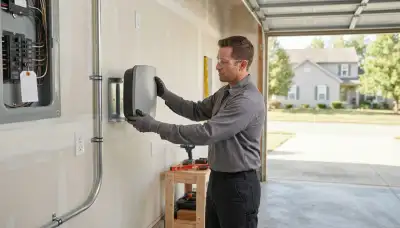 Electric vehicle charger installation with dedicated 240-volt circuit in North Royalton, OH
