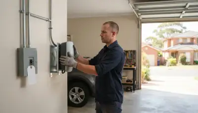 Electrician installing an EV charger and dedicated circuit in a Seven Hills, OH garage