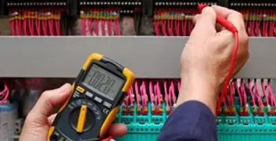 electrical service showing professional testing and troubleshooting of electrical panel by licensed electricians in Cleveland, OH