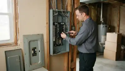 Electrician upgrading an older home's electrical panel in Berea, OH
