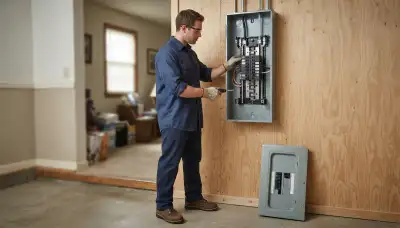 Electrician upgrading an older home's electrical panel in North Ridgeville, Ohio