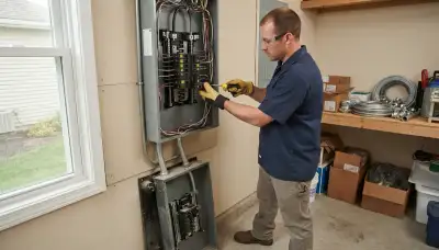 Electrician upgrading an older home's electrical panel to 200 amps in Strongsville, OH