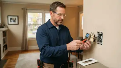 Cleveland, OH electrician tests a dead receptacle to diagnose an outlet or wiring fault in an older home