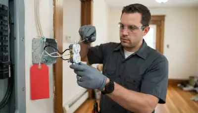 Electrician replacing a failed outlet with secure screw terminals in a Cleveland, OH home